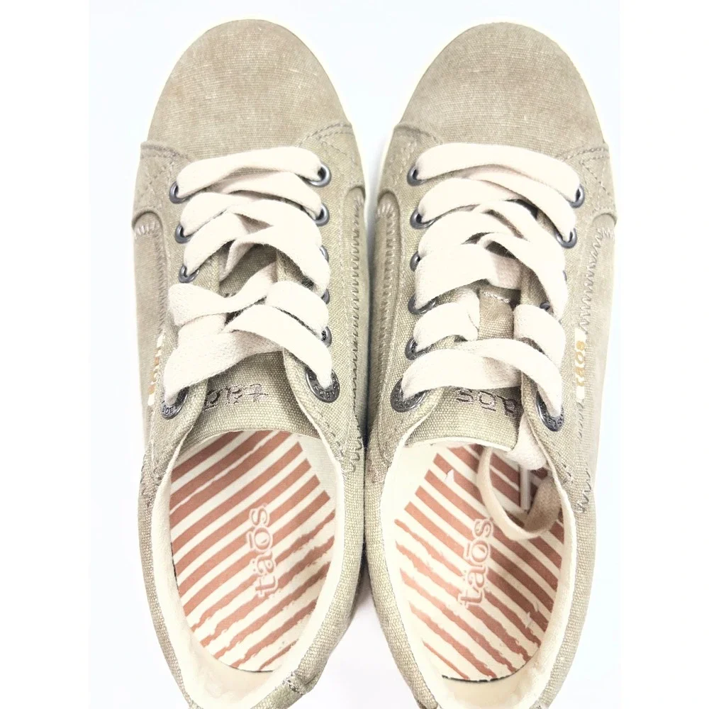 Taos Star Womens Khaki Tan Canvas Low Top Lace Up‎ Sneakers Size 6 EU 36 17105